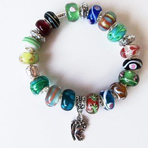 Silver plated lampwork bracelet (#1052)